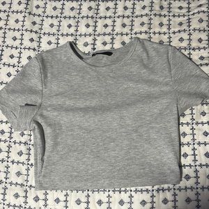 Grey Baby Tee Crop Top